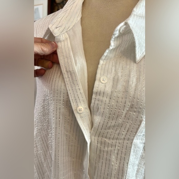 NWT,Lane Bryant,Shiny,Metallic Striped Threaded/White, Shirt Dress,Plus,Size 30 - Picture 5 of 14